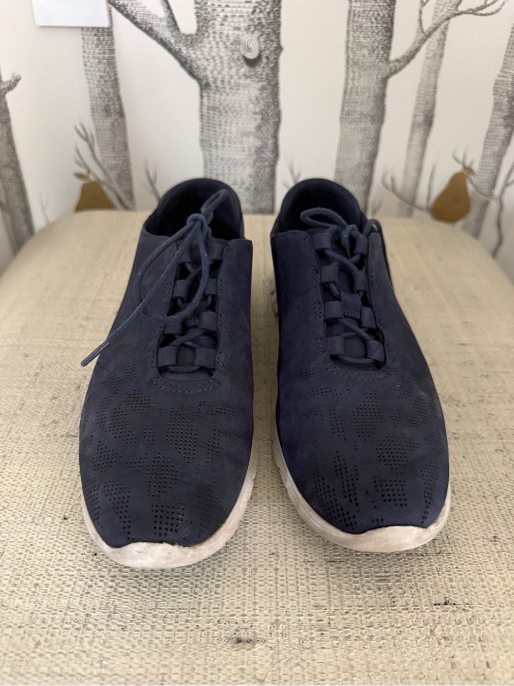 Cole Haan Navy Perforated Lace-Up Athletic Sneakers